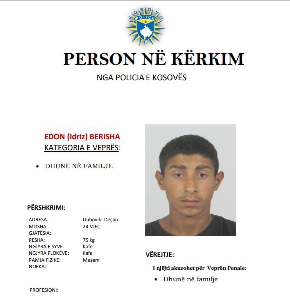 Policia kërkon ndihmë nga qytetarët për arrestimin e një personi (FOTO)